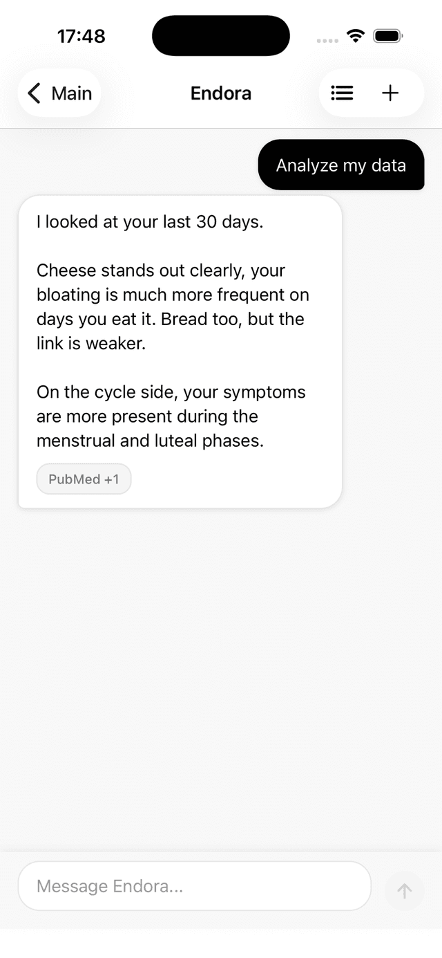 Chat Endora AI connected to your data